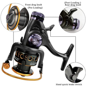 Planet Gates Fishing Reel Carp Spinning Reel Front and Rear Brake System Metal Spool Fishing Reels Tools Accessories