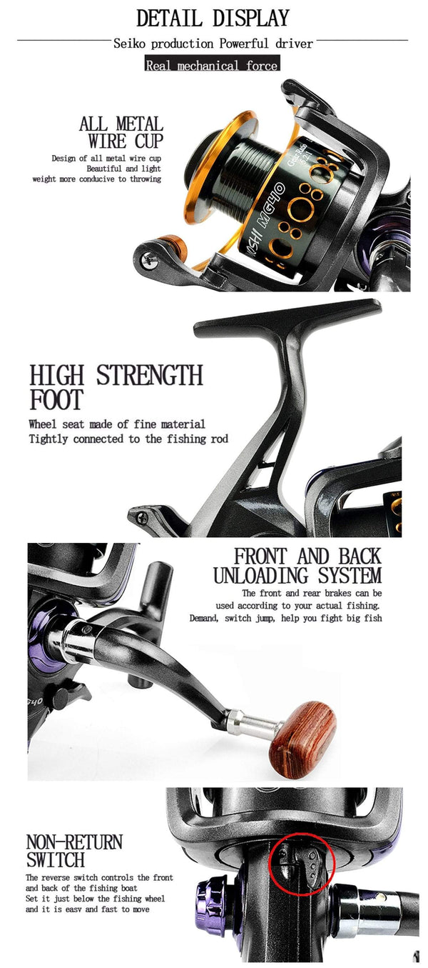 Planet Gates Fishing Reel Carp Spinning Reel Front and Rear Brake System Metal Spool Fishing Reels Tools Accessories