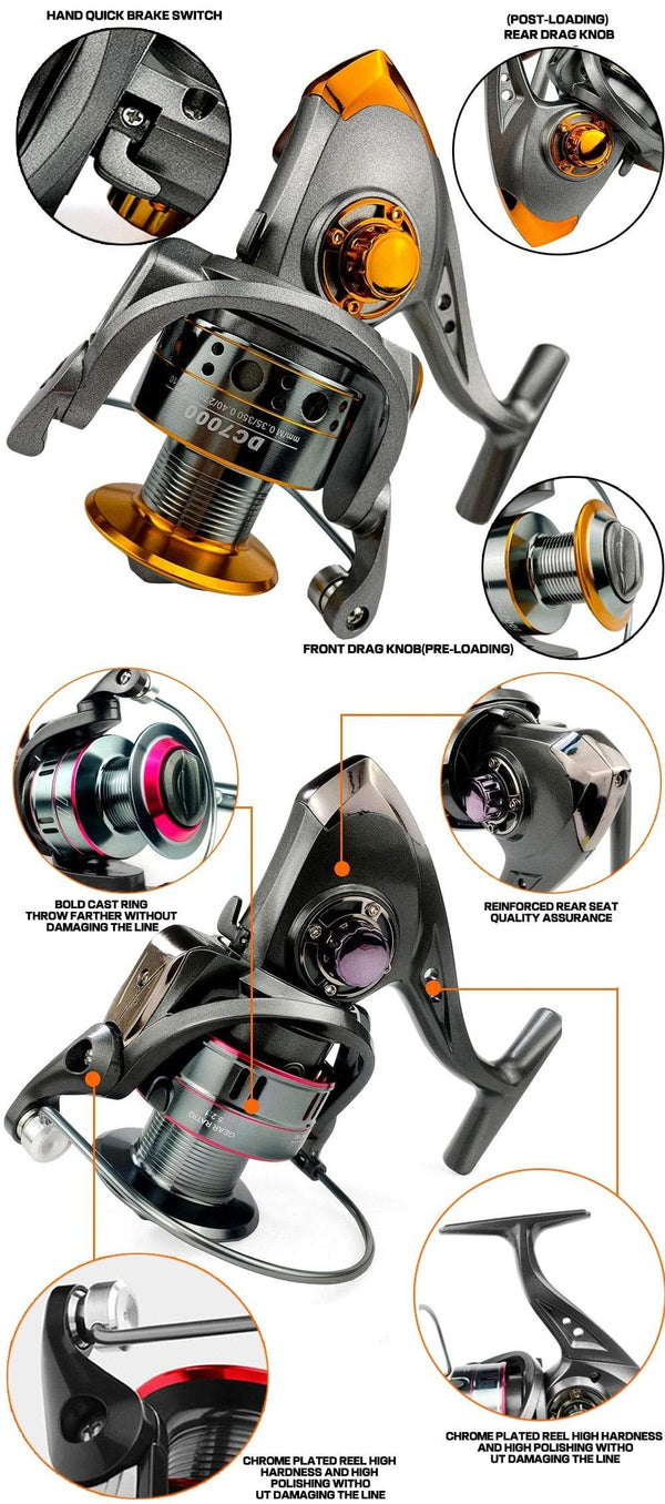 Planet Gates Fishing Reel Spinning 1000-7000 Series Metal Spool Spinning Wheel for Sea Fishing Carp Fishing