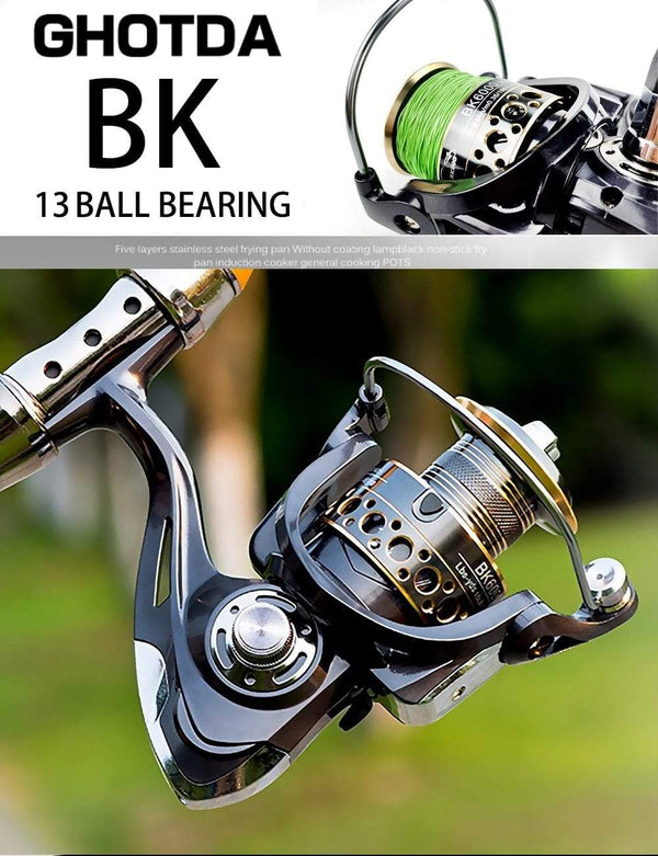 Planet Gates Fishing Spinning Reel Metal Spool 5.2:1/4.7:113BB Ball Bearings Carp Fishing Reel BK2000-7000 Metal Line Cup Sea Tackle