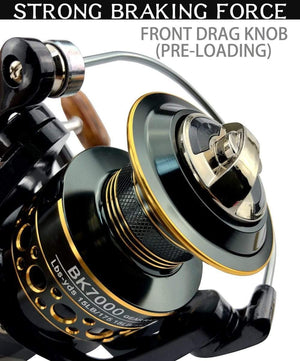Planet Gates Fishing Spinning Reel Metal Spool 5.2:1/4.7:113BB Ball Bearings Carp Fishing Reel BK2000-7000 Metal Line Cup Sea Tackle