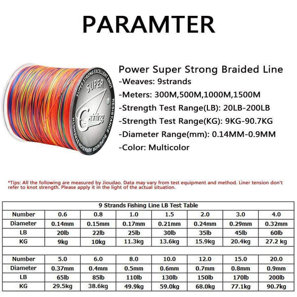 Planet Gates Fishing Wire Line 9 Strands 300m 500m 1000m 1500m Braid Wire Super Multicolor PE Braided  Strong Strength Fish Line 20LB-200LB