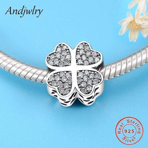 Planet Gates Fit Original Pandora Charms Bracelet Sterling 925 Silver Beads Four Leaf Clover Heart Charms Women DIY Jewelry Making Berloque