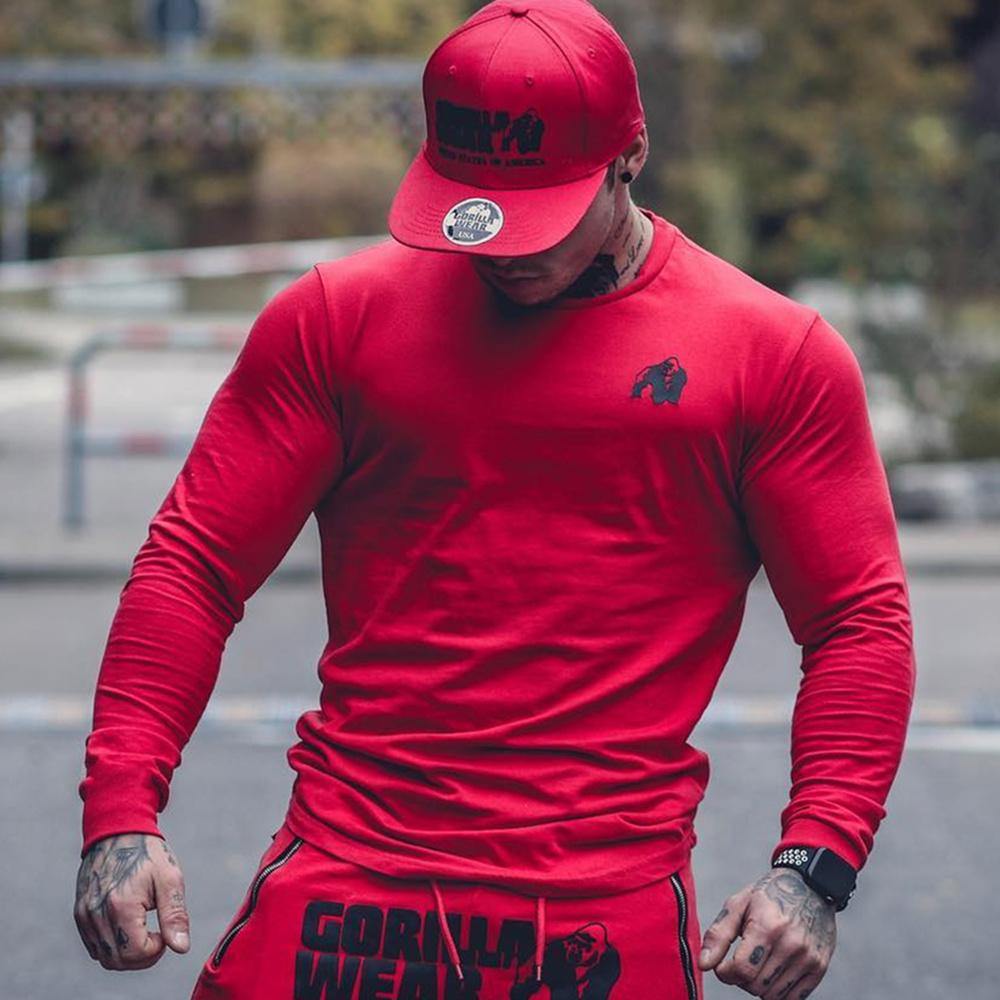 Fitness Sporty Long Sleeve T Shirt Men Gyms Bodybuilding Workout Skinny Cotton Print T-shirt Male Autumn Casual Tee Tops Apparel