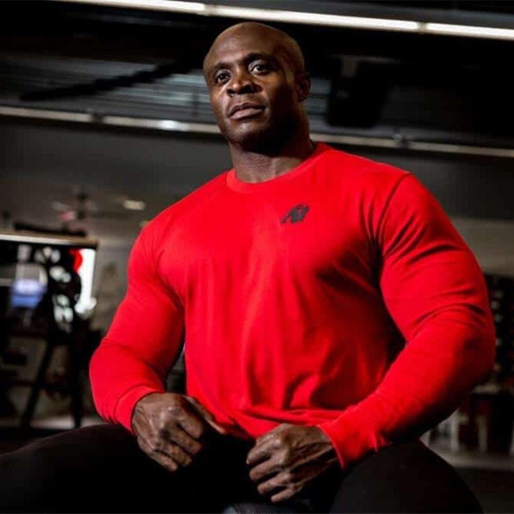 Fitness Sporty Long Sleeve T Shirt Men Gyms Bodybuilding Workout Skinny Cotton Print T-shirt Male Autumn Casual Tee Tops Apparel