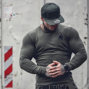 Fitness Sporty Long Sleeve T Shirt Men Gyms Workout Skinny Cotton Printed T-shirt Male Autumn New Casual Tee Tops Brand Clothing