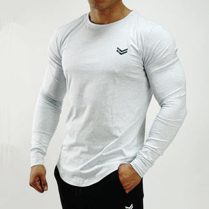 Fitness Sporty Long Sleeve T Shirt Men Gyms Workout Skinny Cotton T-shirt Autumn New Male Casual Tee Tops Jogger Brand Clothing
