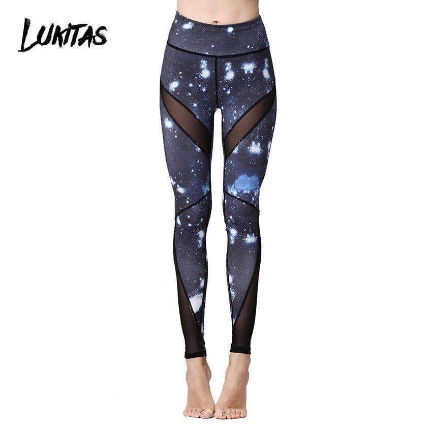 Planet Gates Fitness Women Print Yoga Pants Elastic Waist Soft Mesh Running Workout Quick Dry Breathable Outdoor Sport Leggings