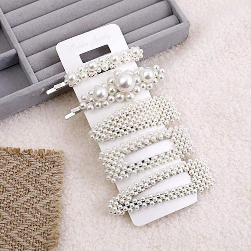 5 Pieces Pearl Hairpin Women's Fashion Soft Pearl Hairpin Hair Stick Girl Hair Clip Hair Clip Set Hair Accessories Jewellery