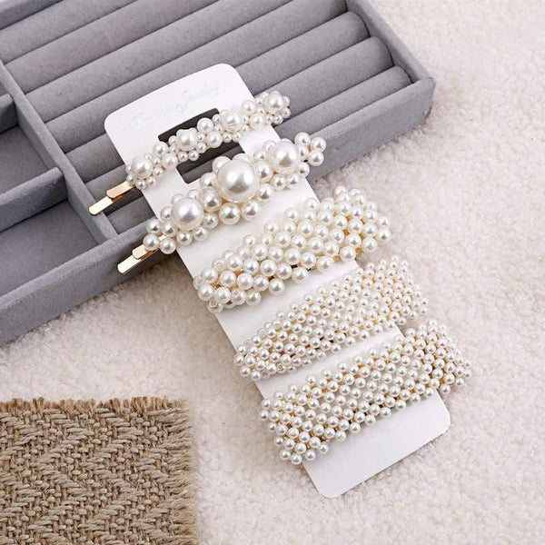 5 Pieces Pearl Hairpin Women's Fashion Soft Pearl Hairpin Hair Stick Girl Hair Clip Hair Clip Set Hair Accessories Jewellery