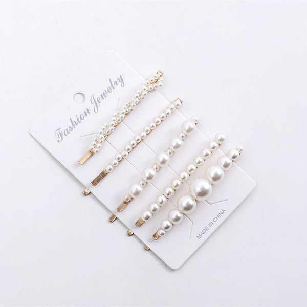 5 Pieces Pearl Hairpin Women's Fashion Soft Pearl Hairpin Hair Stick Girl Hair Clip Hair Clip Set Hair Accessories Jewellery