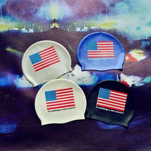 Planet Gates Flag Swimming Cap Silicone Waterproof UK AU CN Swim Caps Men & Women Swimming Hat Fit Head 50-60cm