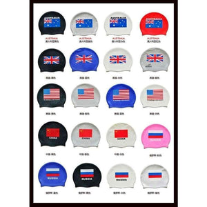 Planet Gates Flag Swimming Cap Silicone Waterproof UK AU CN Swim Caps Men & Women Swimming Hat Fit Head 50-60cm