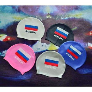 Planet Gates Flag Swimming Cap Silicone Waterproof UK AU CN Swim Caps Men & Women Swimming Hat Fit Head 50-60cm
