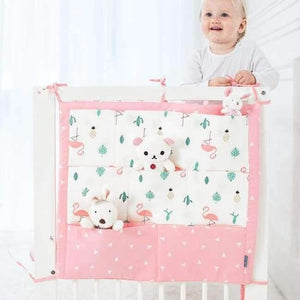 Planet Gates Flamingo Baby Bed Hanging Storage Bag Cotton Crib Organizer For Newborn Baby Bedding Set Cartoon Pattern Baby Cot Toy Diaper Pocket