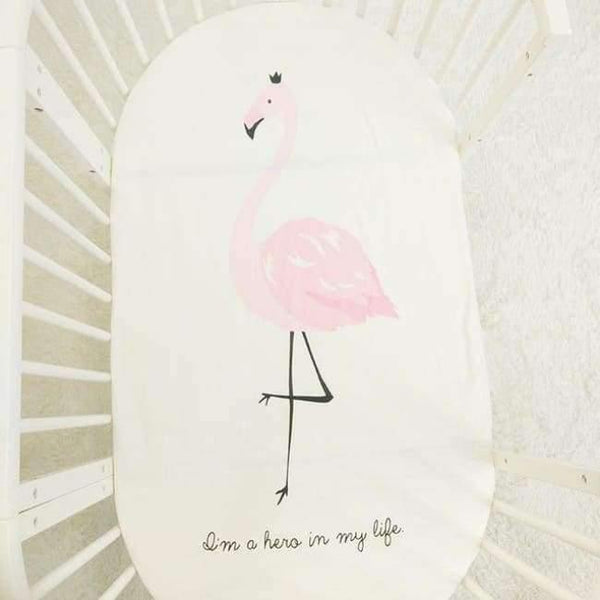 Planet Gates Flamingo Baby Bed Sheet Pure Cotton Crib Mattress Cover For Kids Cute Cartoon Pattern Baby Fitted Sheets Baby Bedding Photography Props