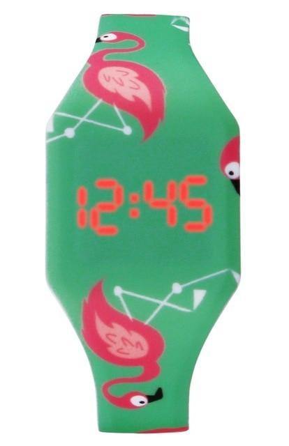 Planet Gates flamingo Cartoon Children's Watches Cute led Watch Quartz Analog Student flamingo, dinosaur, leopard print watch