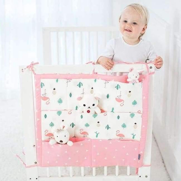 Planet Gates Flamingos Bed Hanging Storage Bag Baby Cot Bed Brand Baby Cotton Crib Organizer 50*60cm Toy Diaper Pocket for Crib Bedding Set