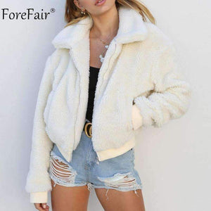 Planet Gates Fleece Jacket Women Autumn Long Sleeve Crop Top Faux Fur Coat Female Casual Bomber Jacket Winter Ladies Coat