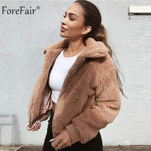 Planet Gates Fleece Jacket Women Autumn Long Sleeve Crop Top Faux Fur Coat Female Casual Bomber Jacket Winter Ladies Coat