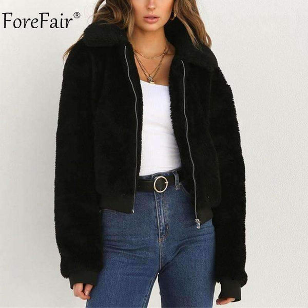 Planet Gates Fleece Jacket Women Autumn Long Sleeve Crop Top Faux Fur Coat Female Casual Bomber Jacket Winter Ladies Coat