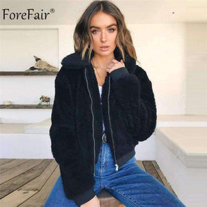 Planet Gates Fleece Jacket Women Autumn Long Sleeve Crop Top Faux Fur Coat Female Casual Bomber Jacket Winter Ladies Coat