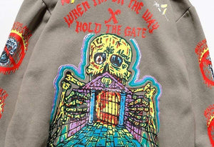 Planet Gates Fleece Skull Graffiti Mens Sweatshirt Oversize Harajuku Loose Casual Couple Hoodies Stranger Things Hooded Hoodie