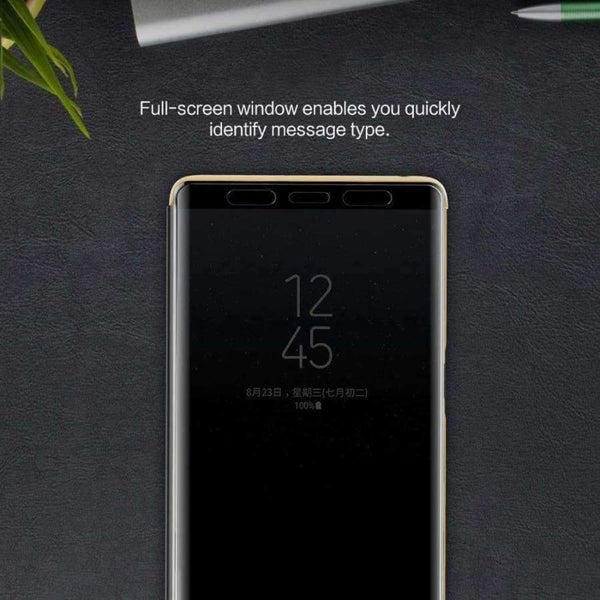 Planet Gates Flip Case for Samsung Galaxy Note 8 Luxury Brand Phone Cases Semi-Tranparent Cover Smart View Window Note8 Case