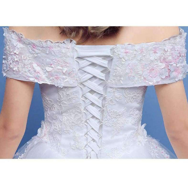 Planet Gates floor length / 4 / 100cm New Arrival Mrs Win Applicue Wedding Dress Lace Boat Neck Sweep Brush Train Bridal Gown lace Up Cap Sleeve Frock Dress