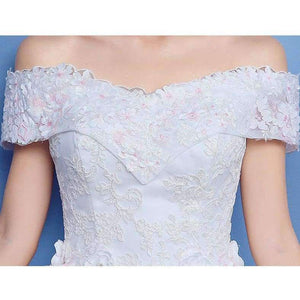 Planet Gates floor length / 4 / 100cm New Arrival Mrs Win Applicue Wedding Dress Lace Boat Neck Sweep Brush Train Bridal Gown lace Up Cap Sleeve Frock Dress