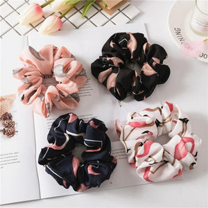 Floral Flamingo Solid Design Hairband Women Hair Accessories Hair Tie Scrunchie Ponytail Hair Holder Rope