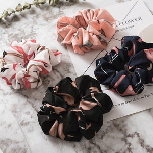 Floral Flamingo Solid Design Hairband Women Hair Accessories Hair Tie Scrunchie Ponytail Hair Holder Rope