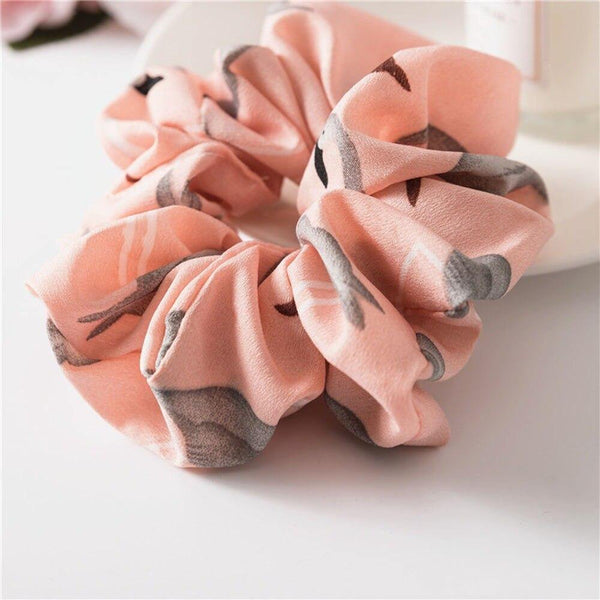 Floral Flamingo Solid Design Hairband Women Hair Accessories Hair Tie Scrunchie Ponytail Hair Holder Rope