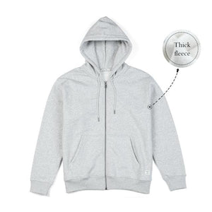 Planet Gates Floral grey fleece / XL Winter New Cotton-Jersey Zip-Up Hoodie Men basic hooded Sweatshirts Comfortable Jogger Jackets Outerwear