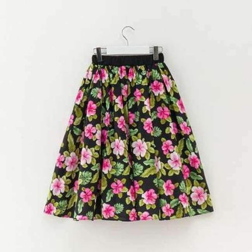 Planet Gates floral skirt / 4T Girls Summer Outfit  Teenage Girls Fashion two pieces Clothing Sets Black Tops + Floral Skirts Size 8 10 12 Girls Clothes