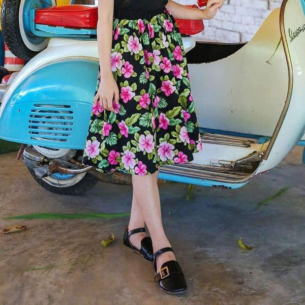 Planet Gates floral skirt / 4T Girls Summer Outfit  Teenage Girls Fashion two pieces Clothing Sets Black Tops + Floral Skirts Size 8 10 12 Girls Clothes