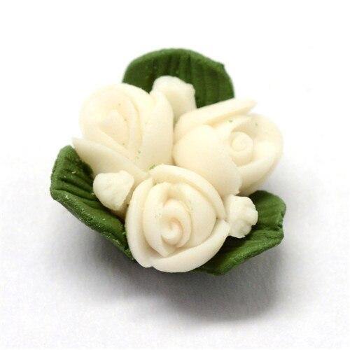 Planet Gates FloralWhite 50pcs Handmade Porcelain Flower Cabochons China Clay Beads DIY Jewelry Making about 15.5~17.5mm long 15~17mm wide 8~9mm thick