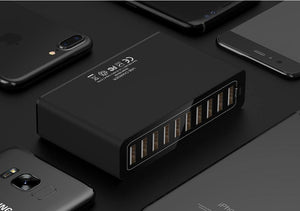 Planet Gates FLOVEME 10 Ports USB Charger Smart Desktop Chargers for Smartphone and Tablets Mobile Phone Travel Charger Adapter EU/US Plug