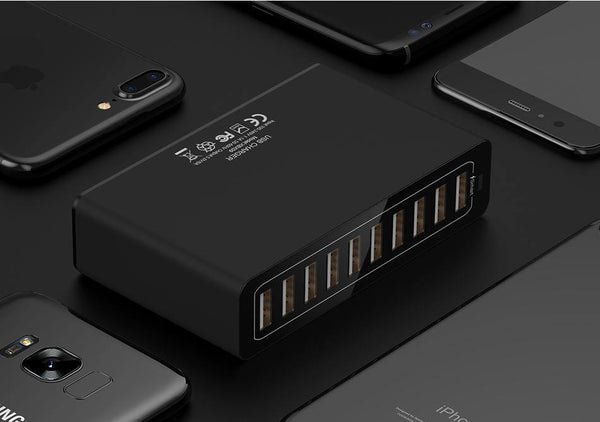 Planet Gates FLOVEME 10 Ports USB Charger Smart Desktop Chargers for Smartphone and Tablets Mobile Phone Travel Charger Adapter EU/US Plug