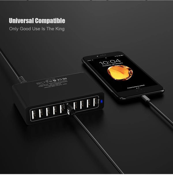 Planet Gates FLOVEME 10 Ports USB Charger Smart Desktop Chargers for Smartphone and Tablets Mobile Phone Travel Charger Adapter EU/US Plug