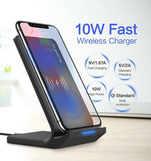 Planet Gates FLOVEME 10W Qi Wireless Charger For iPhone 8 X Xs For Samsung Galaxy S10 Plus S8 S9 S7 Edge Fast Charger Wireless Charging Dock