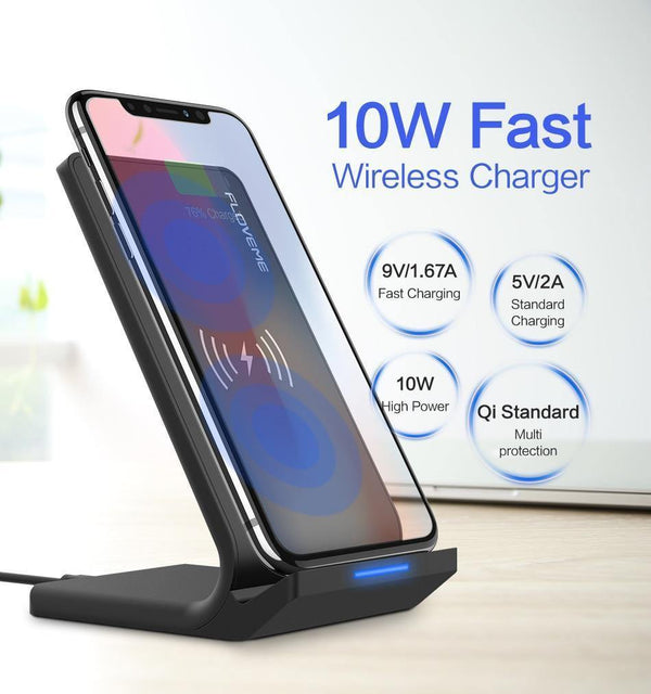 Planet Gates FLOVEME 10W Qi Wireless Charger For iPhone 8 X Xs For Samsung Galaxy S10 Plus S8 S9 S7 Edge Fast Charger Wireless Charging Dock