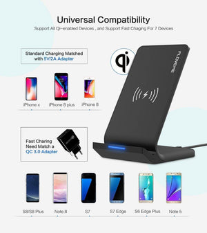 Planet Gates FLOVEME 10W Qi Wireless Charger For iPhone 8 X Xs For Samsung Galaxy S10 Plus S8 S9 S7 Edge Fast Charger Wireless Charging Dock