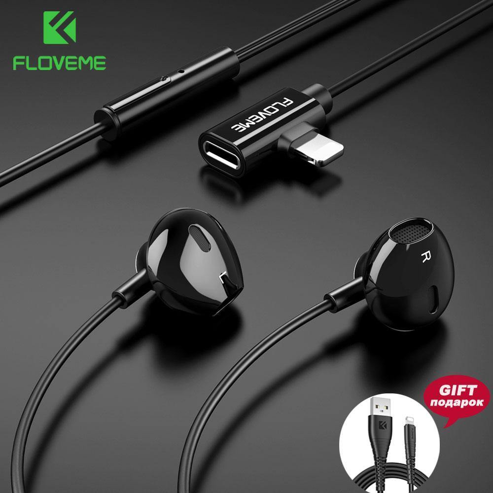 Planet Gates FLOVEME 2 in 1 In-Ear Bass Earphone For Lightning Listening Charge Earphones Magnet Earbuds For iPhone Phone Stereo Auriculares