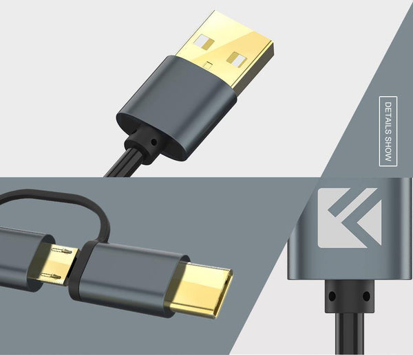Planet Gates FLOVEME 2 in 1 Micro USB Cable Type C QC 3.0 USB-C Cable Fast Charger For Samsung Galaxy S8 Xiaomi 4X Android Mobile Phone Cabo
