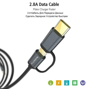 Planet Gates FLOVEME 2 in 1 Micro USB Cable Type C QC 3.0 USB-C Cable Fast Charger For Samsung Galaxy S8 Xiaomi 4X Android Mobile Phone Cabo