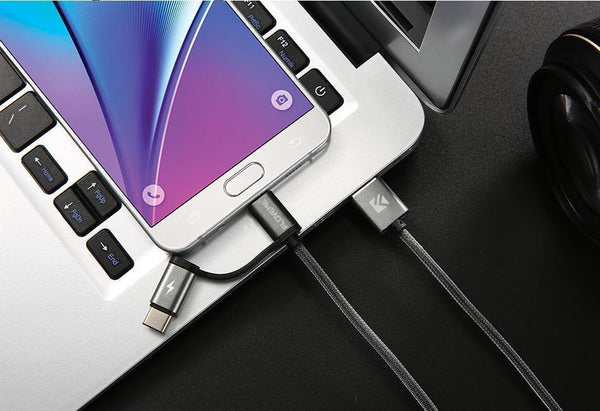 Planet Gates FLOVEME 2 in 1 Mirco USB + Type-C USB Cable Braided Fast Charger QC 3.0 USB-C Mobile Phone Cable for Galaxy S8 Xiaomi Smartphone