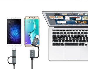 Planet Gates FLOVEME 2 in 1 Mirco USB + Type-C USB Cable Braided Fast Charger QC 3.0 USB-C Mobile Phone Cable for Galaxy S8 Xiaomi Smartphone