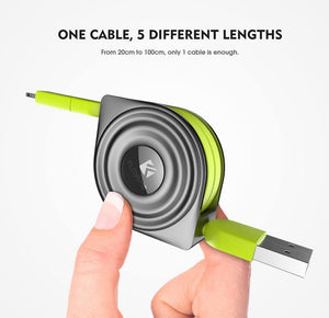 Planet Gates FLOVEME 2 in 1 USB Cable + Micro USB Cables Retractable Mobile Phone Charger for iPhone X 8 7 6 iPad Air 1M for Xiaomi Cabos