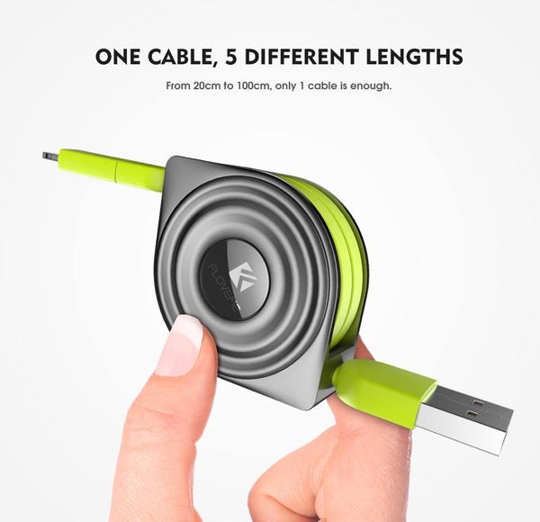 Planet Gates FLOVEME 2 in 1 USB Cable + Micro USB Cables Retractable Mobile Phone Charger for iPhone X 8 7 6 iPad Air 1M for Xiaomi Cabos
